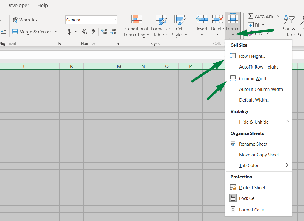 how to open the format option in excel