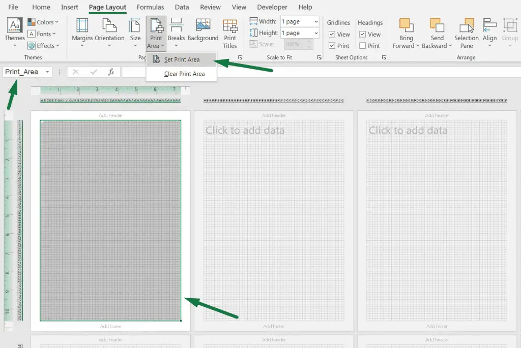 how to set print area to make <a href=