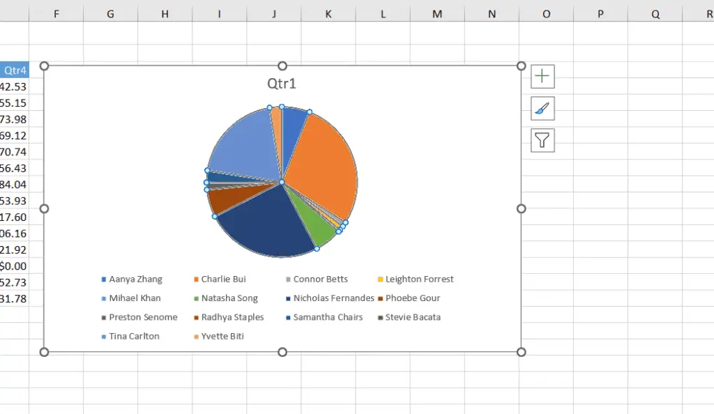 How to Change Individual Pie Chart Colors in Excel step 1