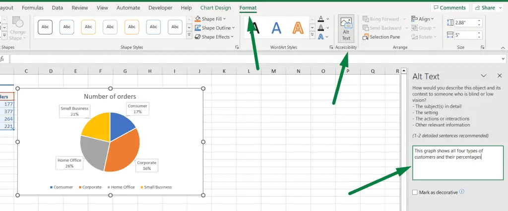 How To Add Alternative Text To A Chart In Excel