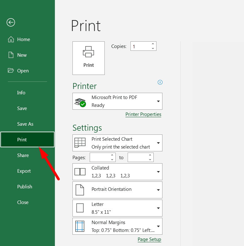 here is the print settings on excel
