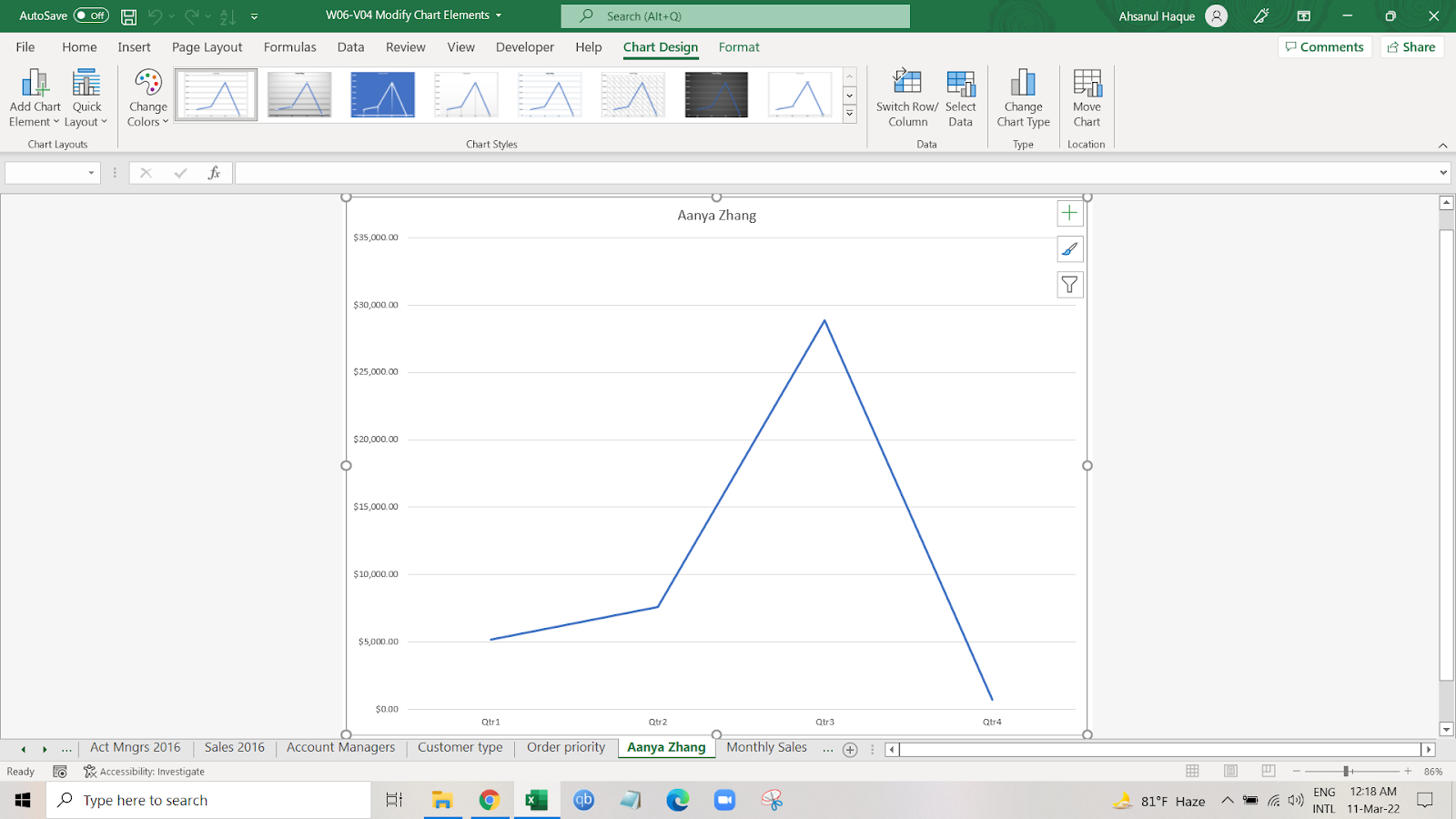 Move a chart to a new worksheet in Excel