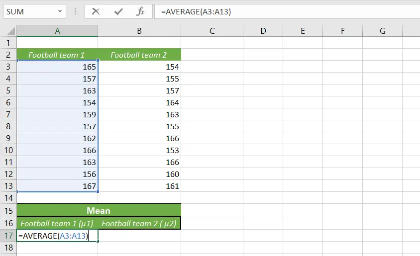 selecting the data